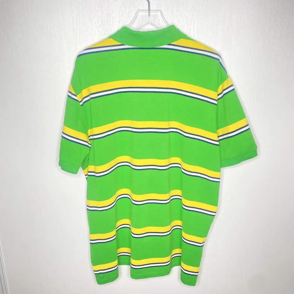 POLO by Ralph Lauren classic mens shirt Green Yellow Navy White stripe sz XXL